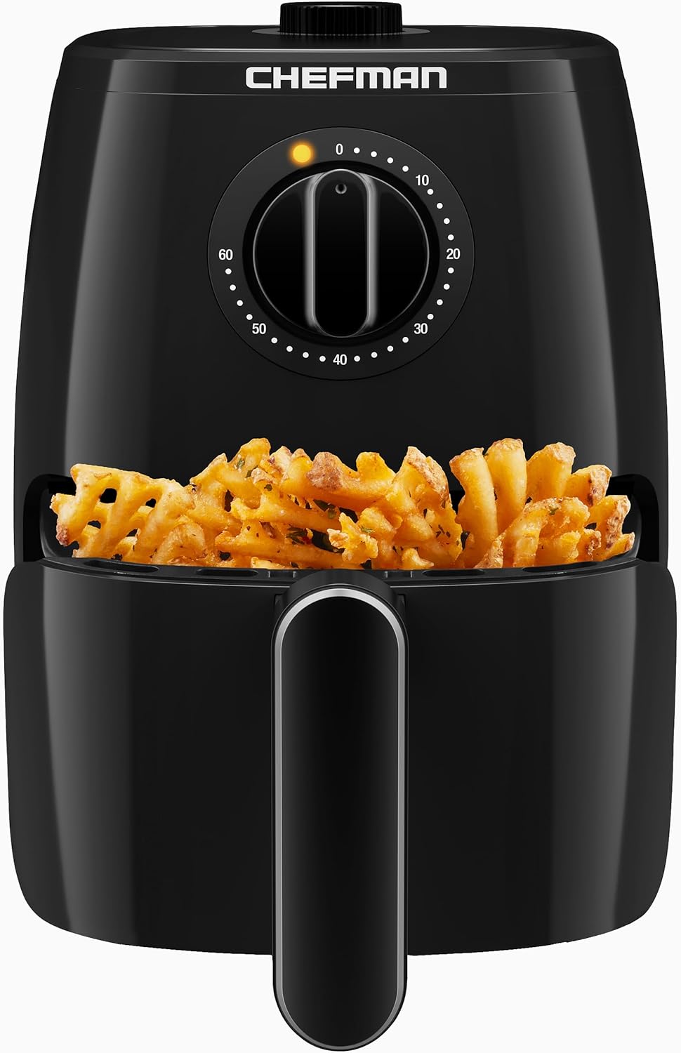 Chefman TurboFry 2-Quart Air Fryer, Dishwasher Safe Basket & Tray, Use Little to No Oil For Healthy Food, 60 Minute Timer, Fry Healthier Meals Fast, Heat And Power Indicator Light, Temp Control, Black