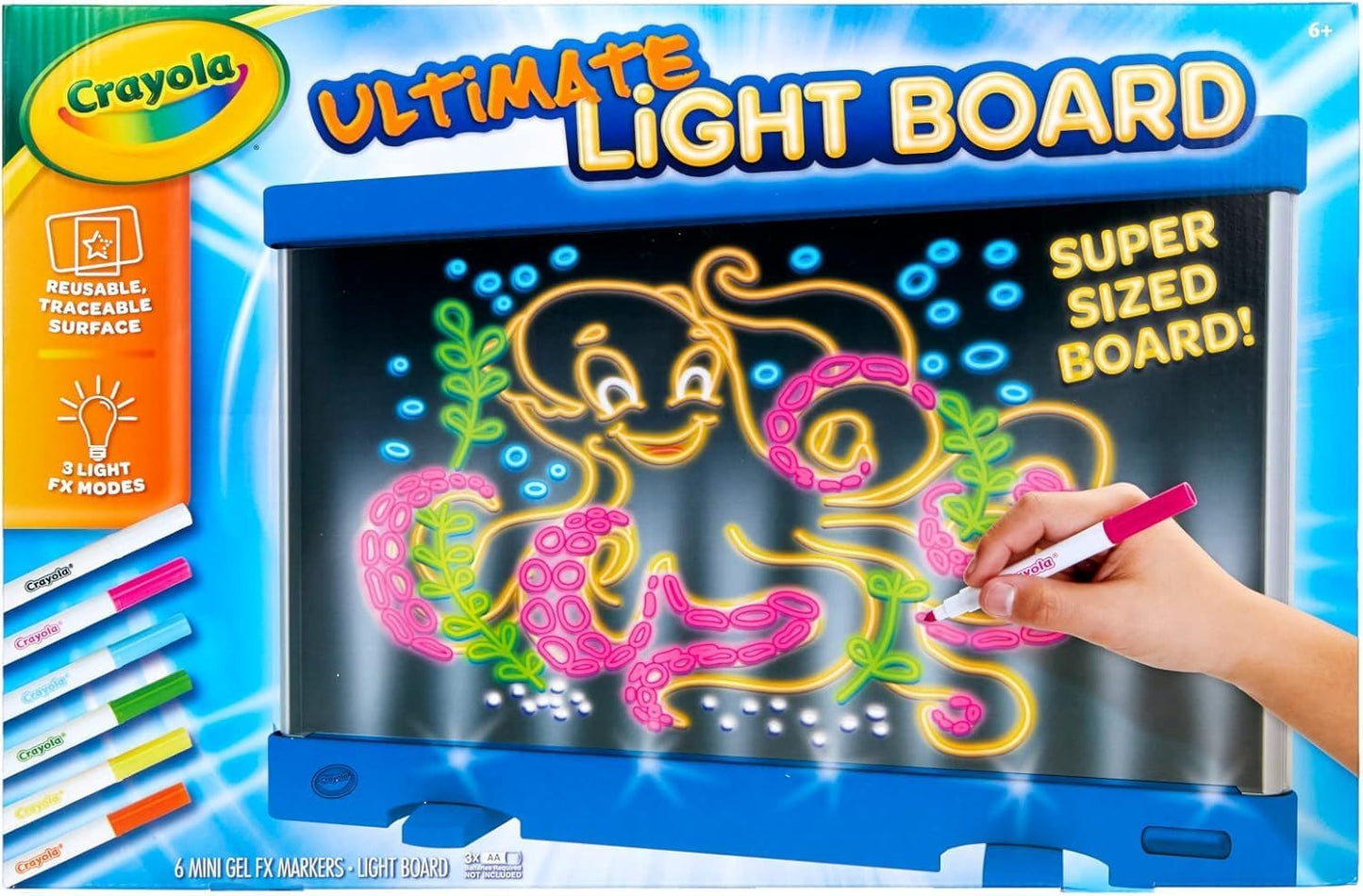 Crayola Ultimate Light Board for Kids, Blue, LED Drawing Board with Reusable Surface and Markers - PuriLite
