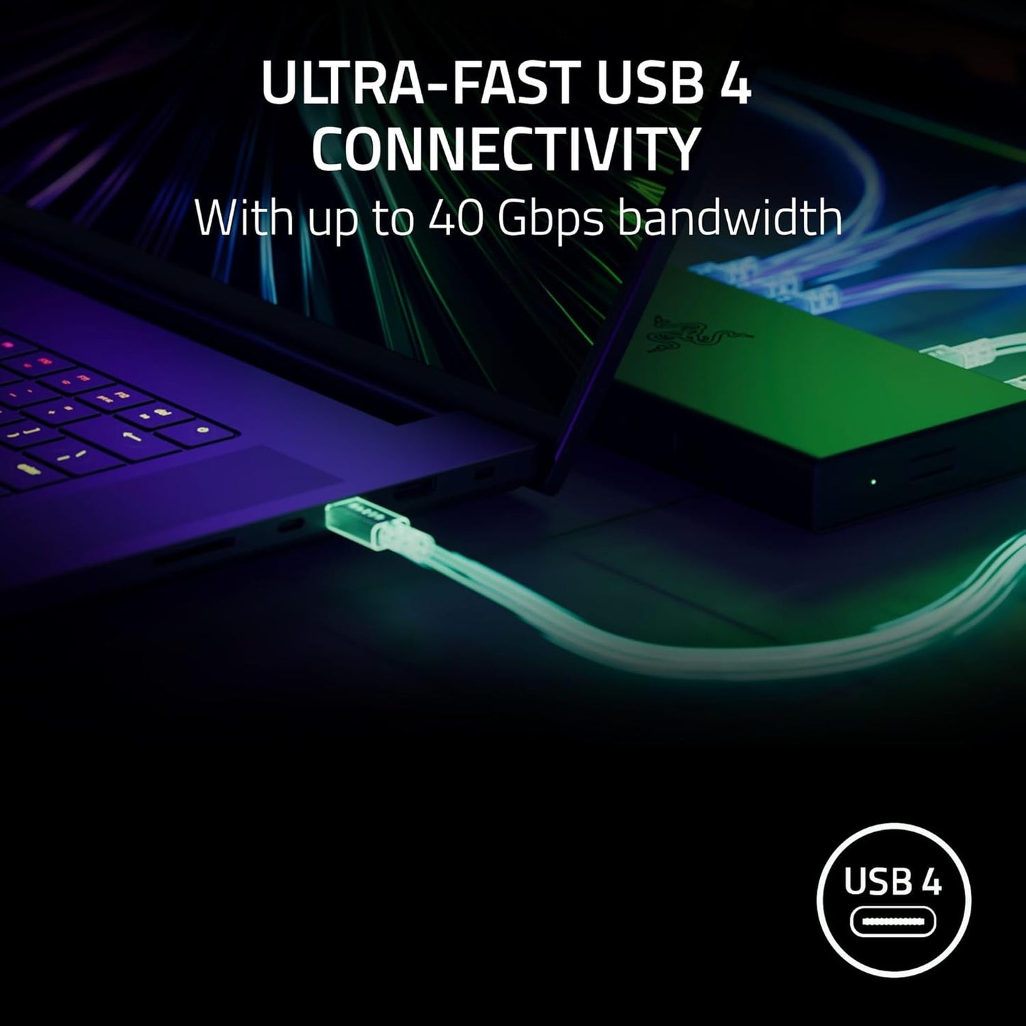 Razer USB 4 Dock: 14 Ports (Type C, Type A, HDMI, DP, Ethernet, SD, 3.5mm) - Dual Monitor Up to 4K 120 Hz - Laptop & Phone Fast Charge - Durable Lightweight Casing - Windows & Mac Compatible - Black