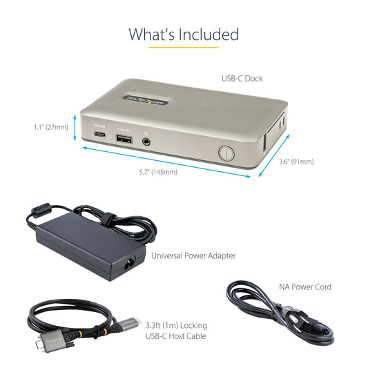 USB C Dock - USB-C to DisplayPort 4K 30Hz or VGA - 65W USB Power Delivery Charging - 4-Port USB 3.1 Gen 1 Hub - Universal USB-C Laptop Docking Station with Ethernet - TAA - PuriLite