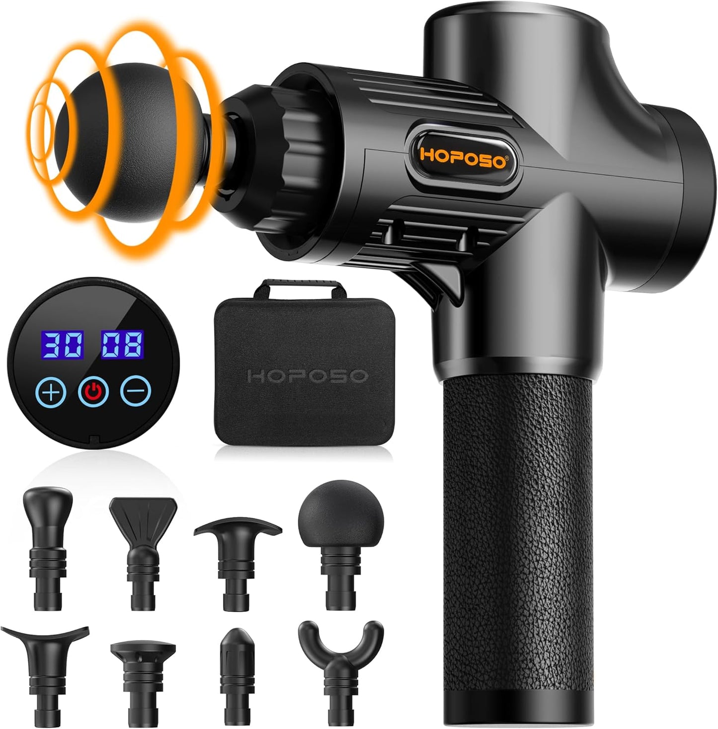 Massage Gun Powerful Portable Sports Massage Gun with 30 Speeds 8 Massage Heads, High Speed Quiet Motor Massage Gun, LCD Screen, Carry Case, Gift for Men Women