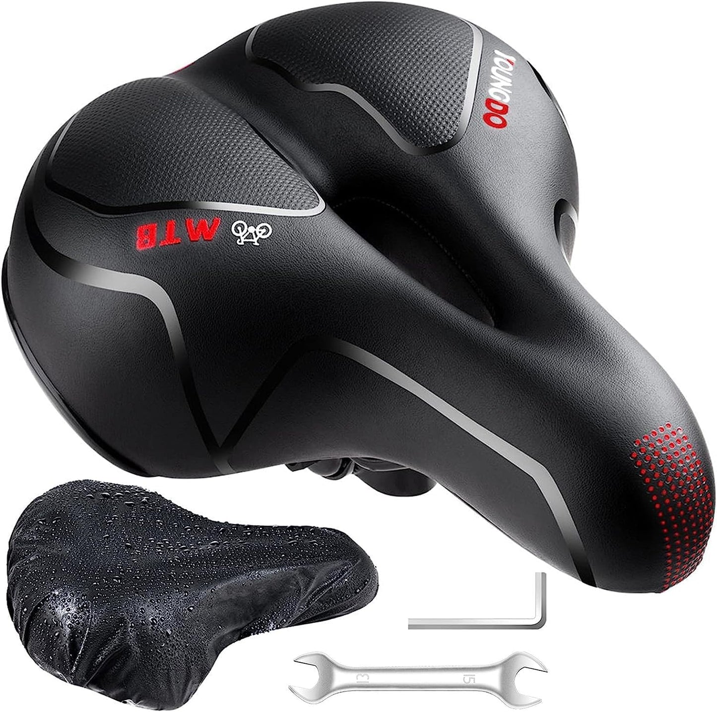 Bike Seat, Comfortable Bicycle Seat Cushion for Men Women, Waterproof Soft Gel Bike Saddle with Ergonomic Zone Concept, Fit for BMX, MTB & Road Bike