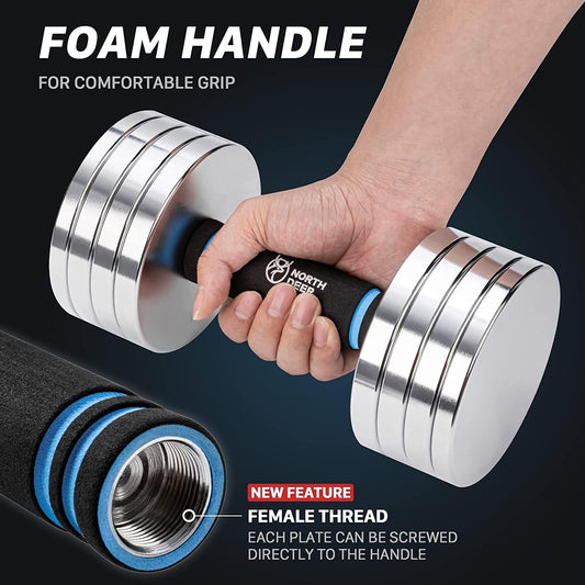 Northdeer V2.0 Adjustable Steel Dumbbells 40LB / 60LB - 2 in 1 Dumbbell Barbell Set for Home Gym Workout - Compatible with V1.0 Dumbbells - PuriLite