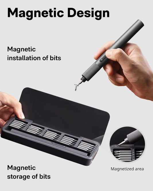 HOTO Electric Precision Screwdriver, 25-in-1 Rechargeable Screwdriver Set, Cordless Mini Power Screwdriver with S2-Steel Bits, 1-Gear, Ideal for Phone/Glasses/Watches/Laptop - PuriLite