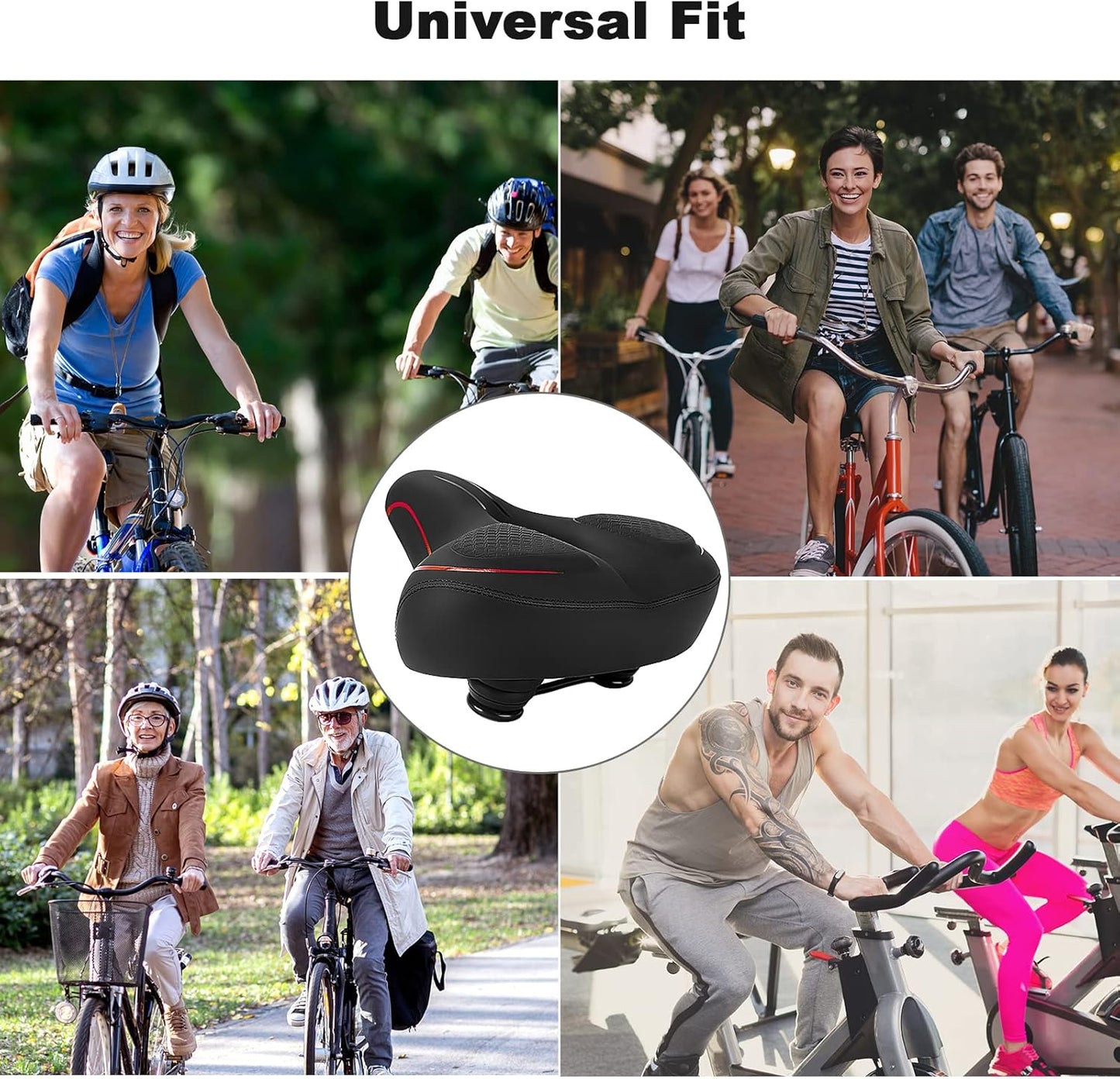 TONBUX Oversized Bike Seat for Men Women Comfort,Wide Bike Seat Cushion Replacement, Breathable Corfortable Bicycle Seat Saddle Compatible with Peloton/Exercise/Stationary/Electric/Cruiser Bikes