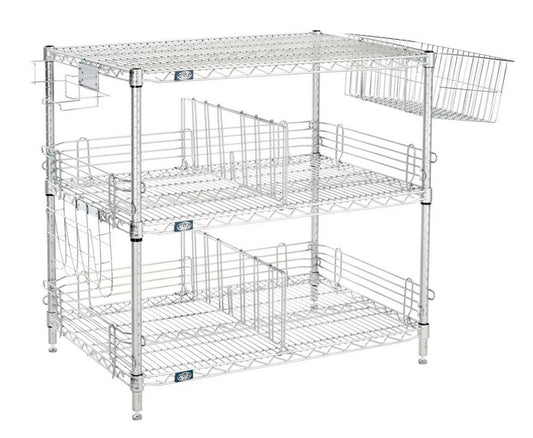 Nexel® 3 Shelf, Chrome To Go Wire Shelving Unit, 24"W x 21"D x 34"H - PuriLite