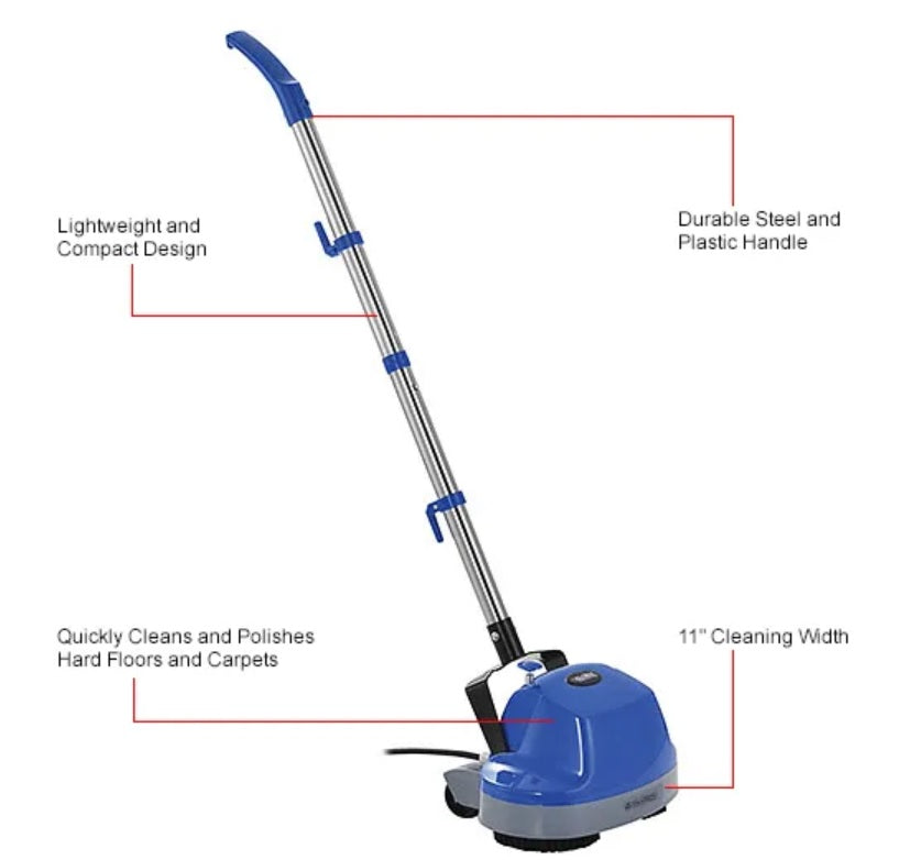 Global Industrial™ Mini Floor Scrubber With Floor Pads, 11" Cleaning Path