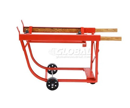 Global Industrial™ Heavy Duty Rotating Drum Cradle with Wood Handles & Steel Wheels