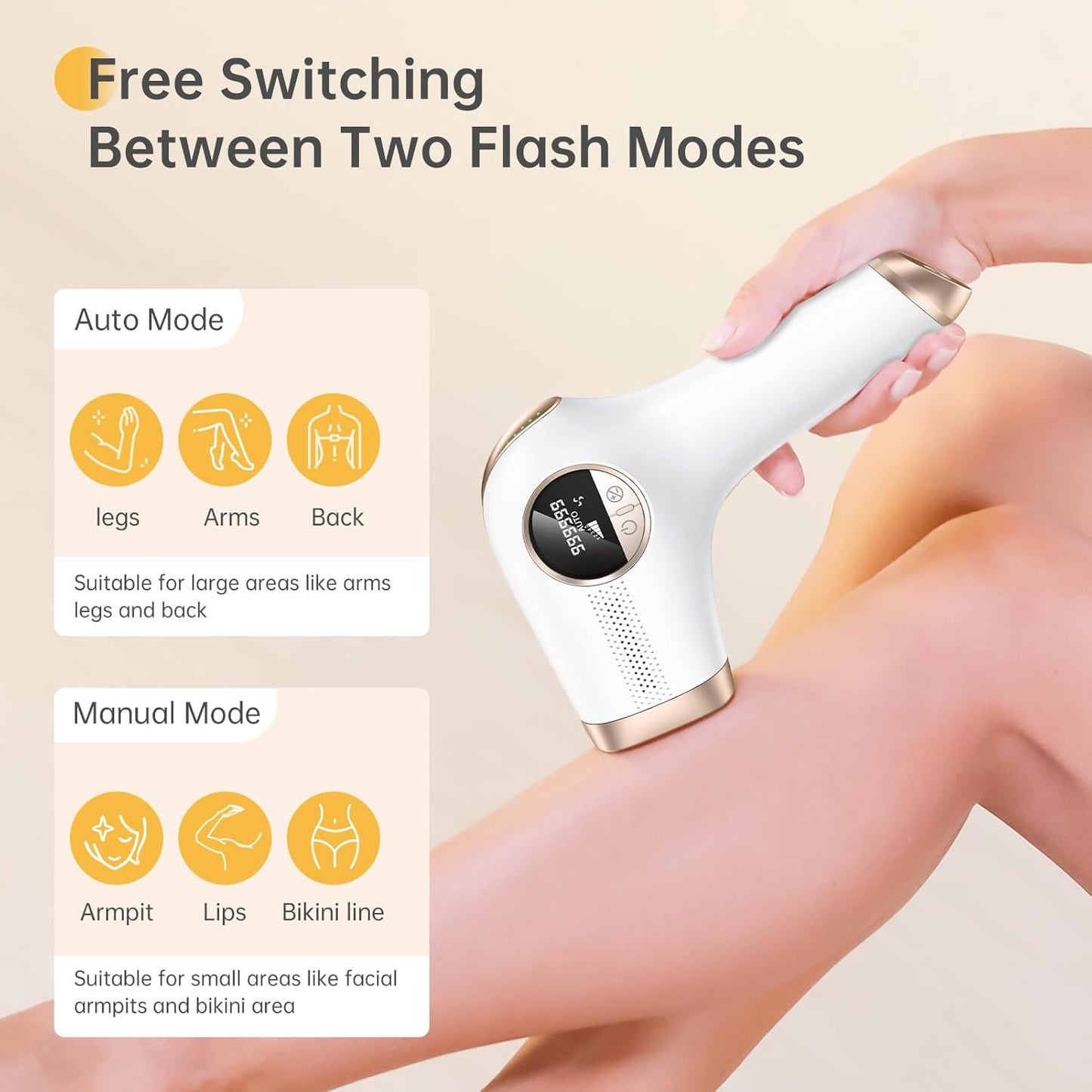 Finequin IPL Hair Removal Device, At-Home Red-light Epilator for Long-Lasting Hair Removal with Nearly Painless Treatment, Facial, Bikini & Whole Body Use