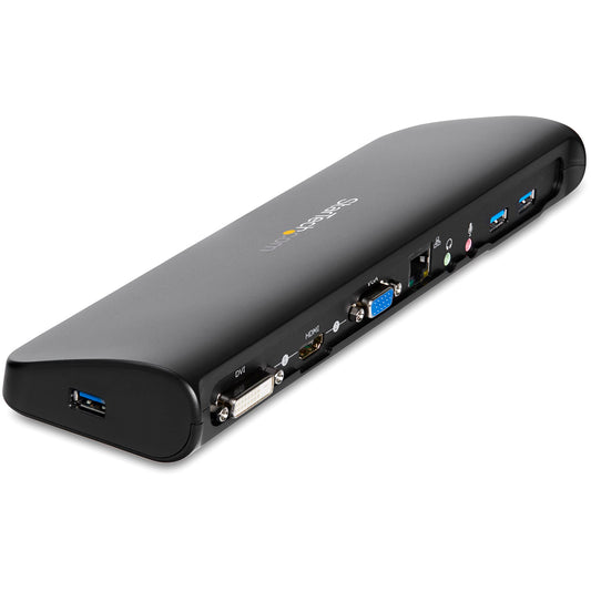 Dual Monitor USB 3.0 Laptop Docking Station with HDMI/DVI/VGA, 3x USB-A Hub, GbE, Audio, Universal Type-A Dock for Windows/macOS/ChromeOS - TAA Compliant - PuriLite