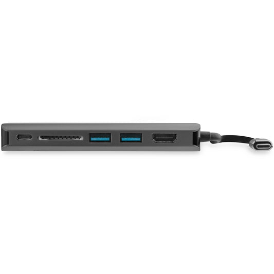 USB C Multiport Adapter - USB-C Travel Dock to 4K HDMI, 3x USB 3.0 Hub, SD/SDHC, GbE, 60W PD 3.0 Pass-Through - Portable USB-C Mini Docking Station USB Type-C/Thunderbolt 3 - PuriLite
