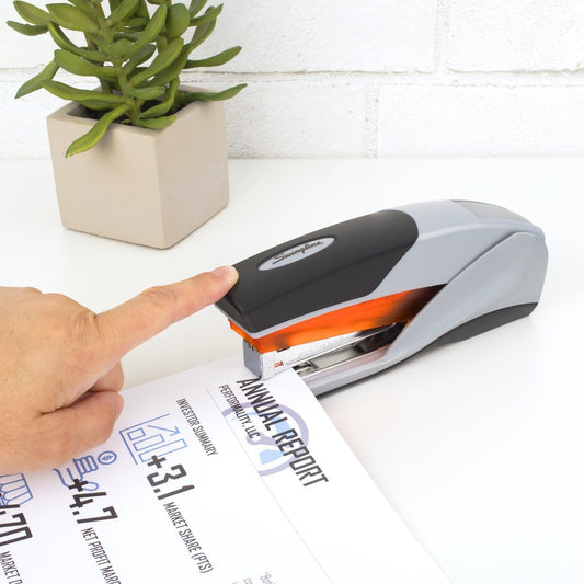 Swingline Stapler, Optima 25 Reduced Effort, 50% Easier, Full Strip - 25 Sheets, Black/Charcoal (7471166402)