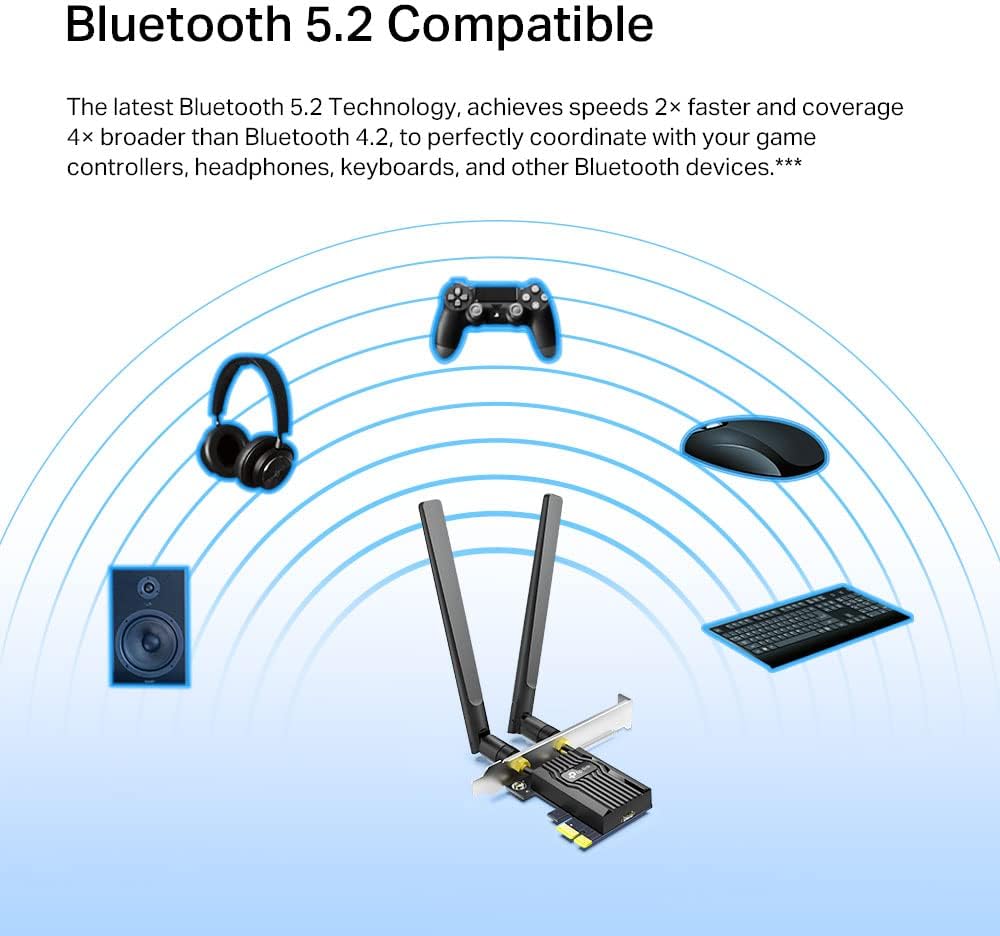 TP-Link WiFi 6 AX3000 PCIe WiFi Card Archer TX55E - Bluetooth 5.2, 802.11AX Dual Band Wireless Adapter with MU-MIMO, OFDMA, Ultra-Low Latency, Supports Windows 11, 10 (64bit) only