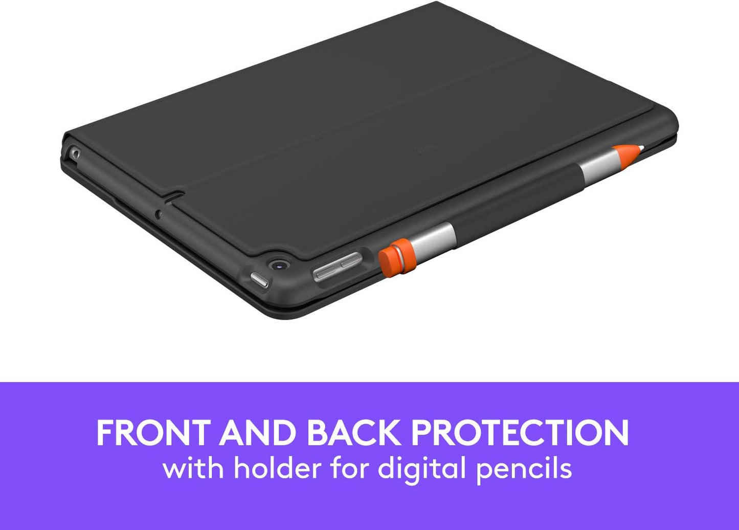 Logitech iPad (7th,8th and 9th generation) Keyboard Case | Slim Folio with Integrated Wireless Keyboard (Graphite)