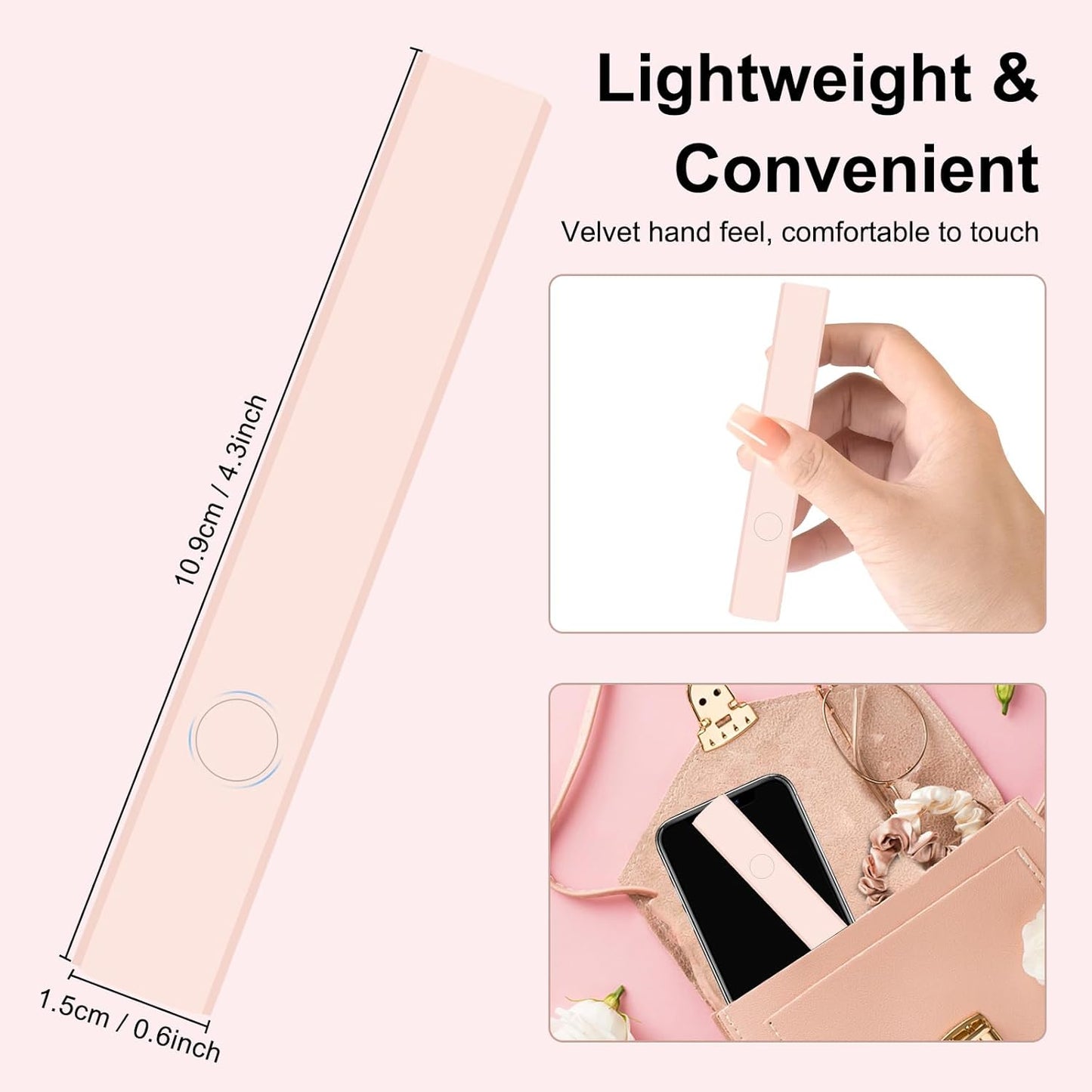Mini UV LED Nail Lamp for Gel Nails, Handheld UV Light for Nails,USB Nail Dryer for Fast Curing, Portable Gel LED UV Nail Lamp for Nails,for DIY at Home Nail Salon-Pink