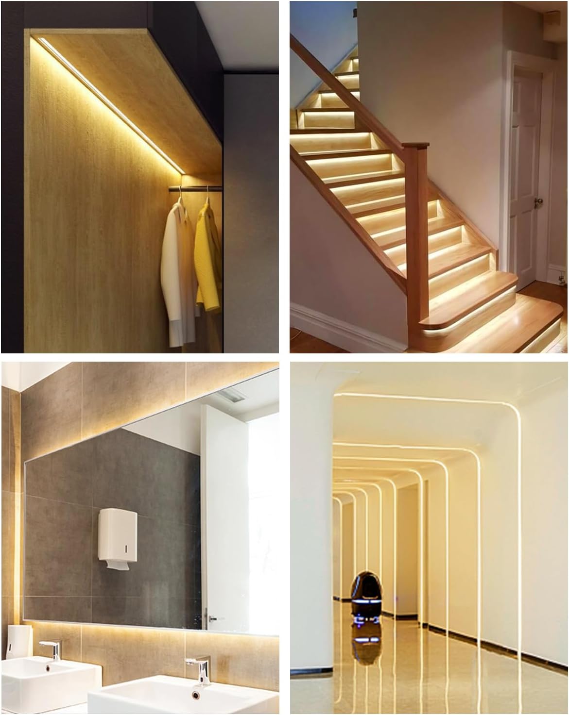 ALITOVE 24V COB LED Strip Lights Warm White 3000K Uniform Glow LED Tape Light 32.8ft 3200 LEDs High Density 320leds/M CRI90 Flexible Dimmable LED Lights for Bedroom Home Cabinet Indoor Decoration