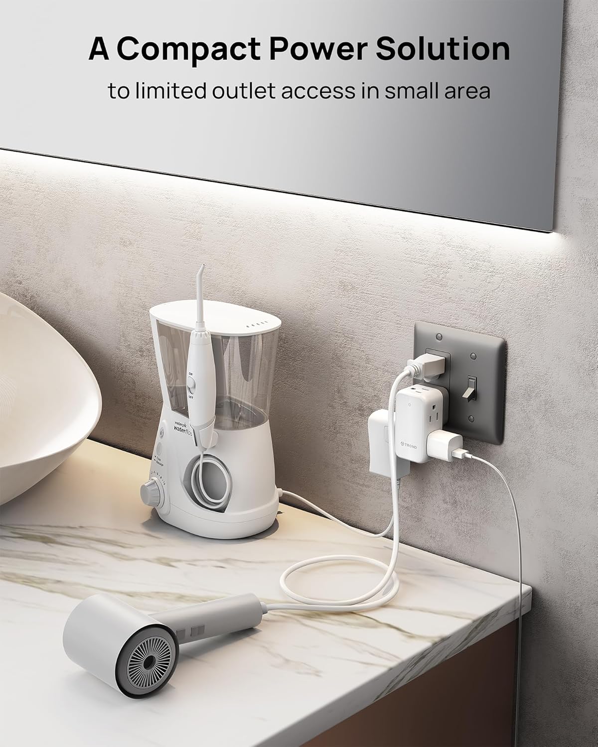 360 Degree Rotating Multi Plug Outlet Extender, 6 AC Wall Outlet Splitter, Compact Swivel Power Expander for Home Office and Travel Use - PuriLite