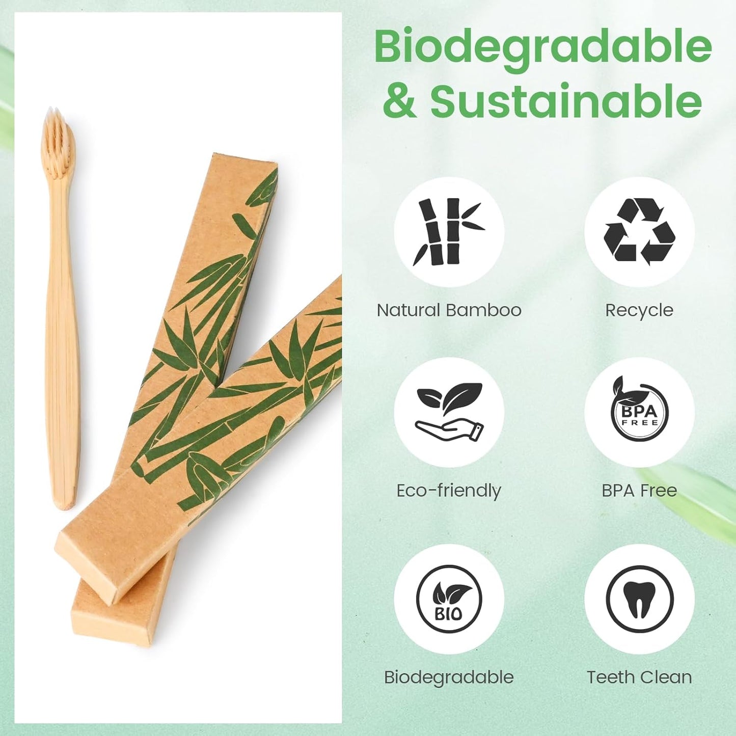 Daletu 10 Packs Bamboo Toothbrushes, Biodegradable Reusable Wooden Toothbrushes, Organic Natural Eco Friendly Toothbrush, Soft Bristles Toothbrush for Kids Adults