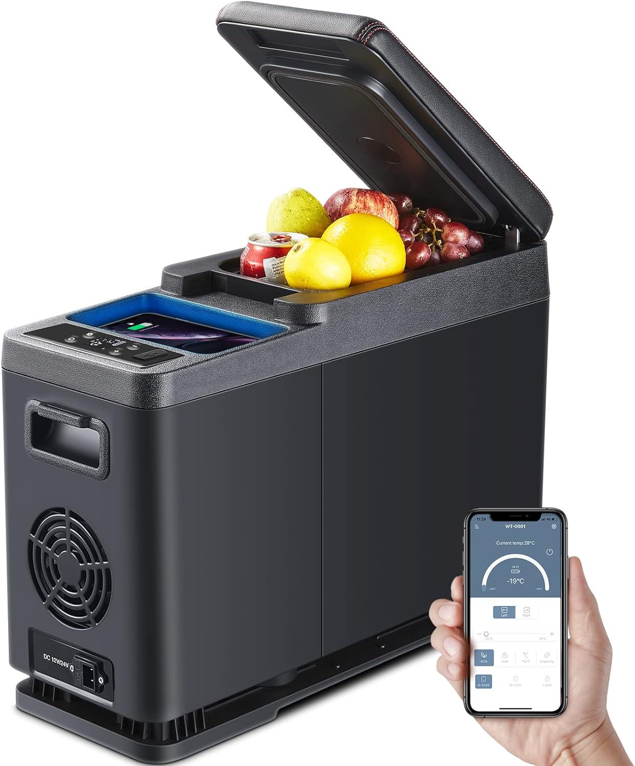 BODEGA 12V Truck Refrigerator,9 Quart Small Car Fridge,Camping Fridge WIFI Control,(5℉-68℉) Electric Car Cooler 12/24V DC for Camper,Travel,Boat,Van,SUV,Vehicles,Road Trip(Shoulder Hold Design)