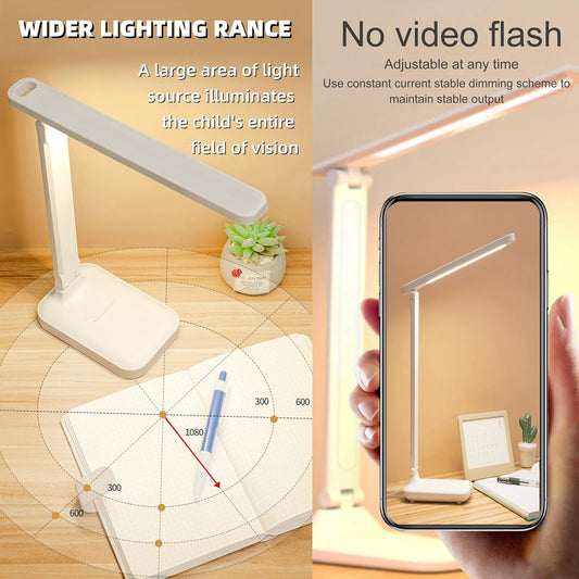 Led Desk Lamp Dimmable Light Reading Lamp 3 Lighting Modes, Eye Protection Desk Lamp Accessories, Study Desk Lamp Equipped USB Charger Suitable for Home Office is for Gift Giving - PuriLite