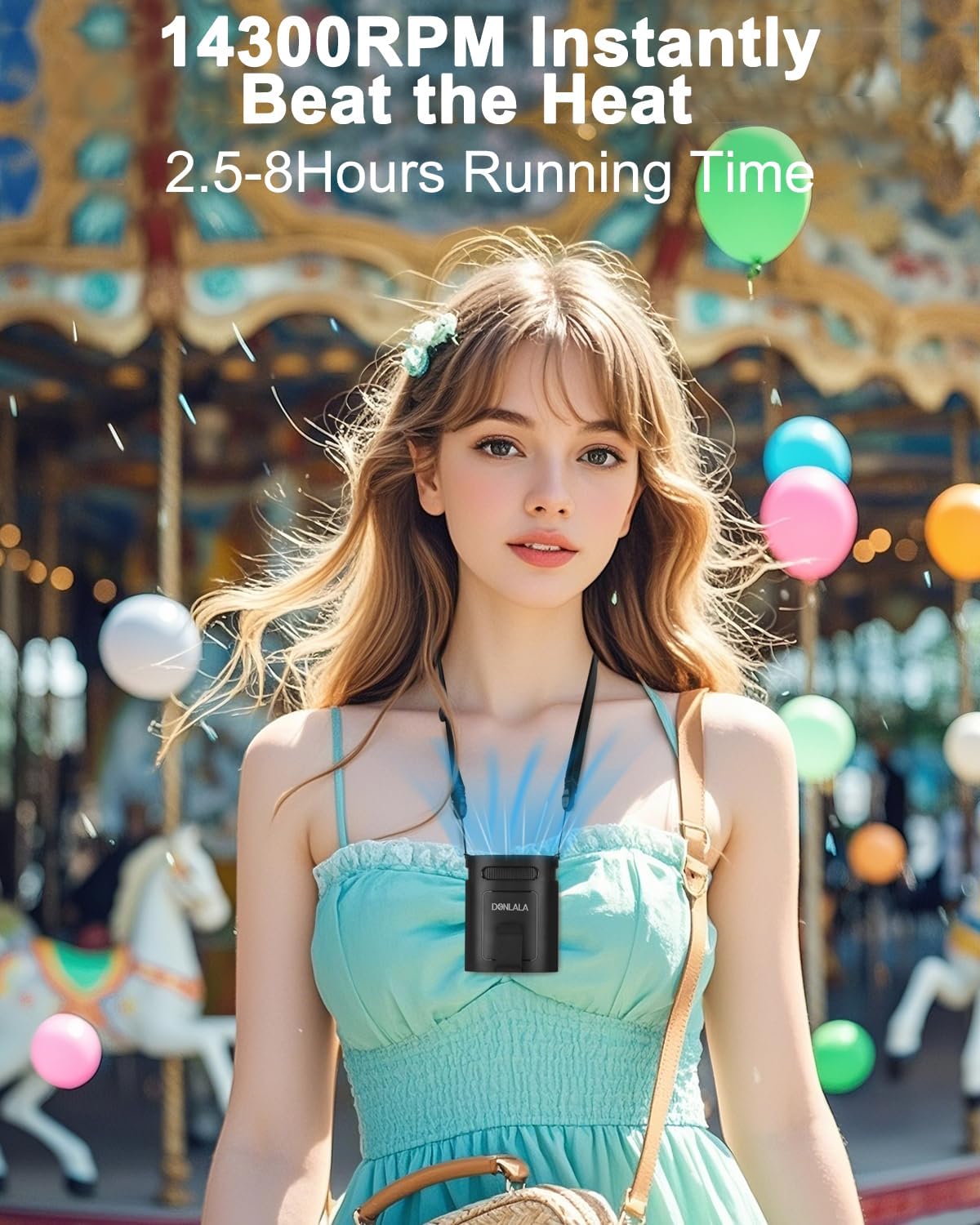 2025 Rechargeable Portable Waist Fan, 4-Speed Hands-Free Clip-On Belt Fan, 13000RPM Strong Airflow, Lightweight for Women, Kids, and Workers – 2.5-8H Runtime for Outdoor, Camping, and Jobsite Use