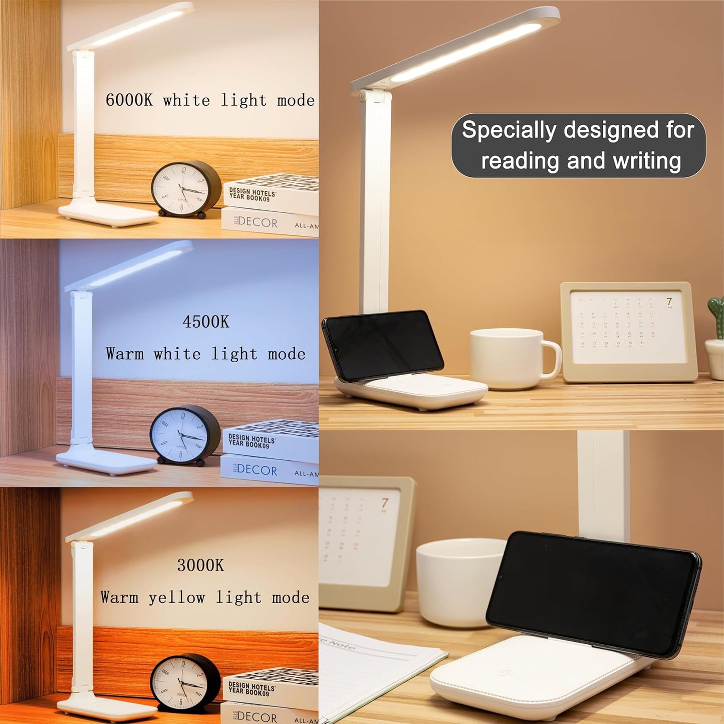 Led Desk Lamp Dimmable Light Reading Lamp 3 Lighting Modes, Eye Protection Desk Lamp Accessories, Study Desk Lamp Equipped USB Charger Suitable for Home Office is for Gift Giving
