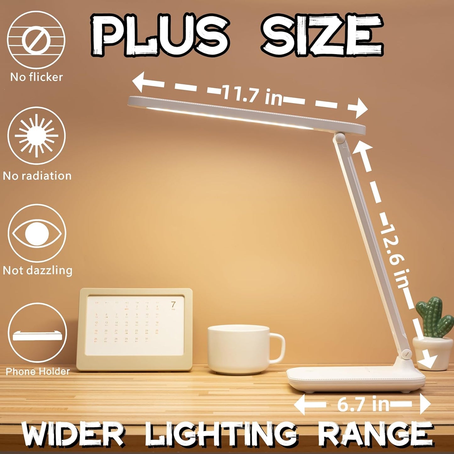Led Desk Lamp Dimmable Light Reading Lamp 3 Lighting Modes, Eye Protection Desk Lamp Accessories, Study Desk Lamp Equipped USB Charger Suitable for Home Office is for Gift Giving