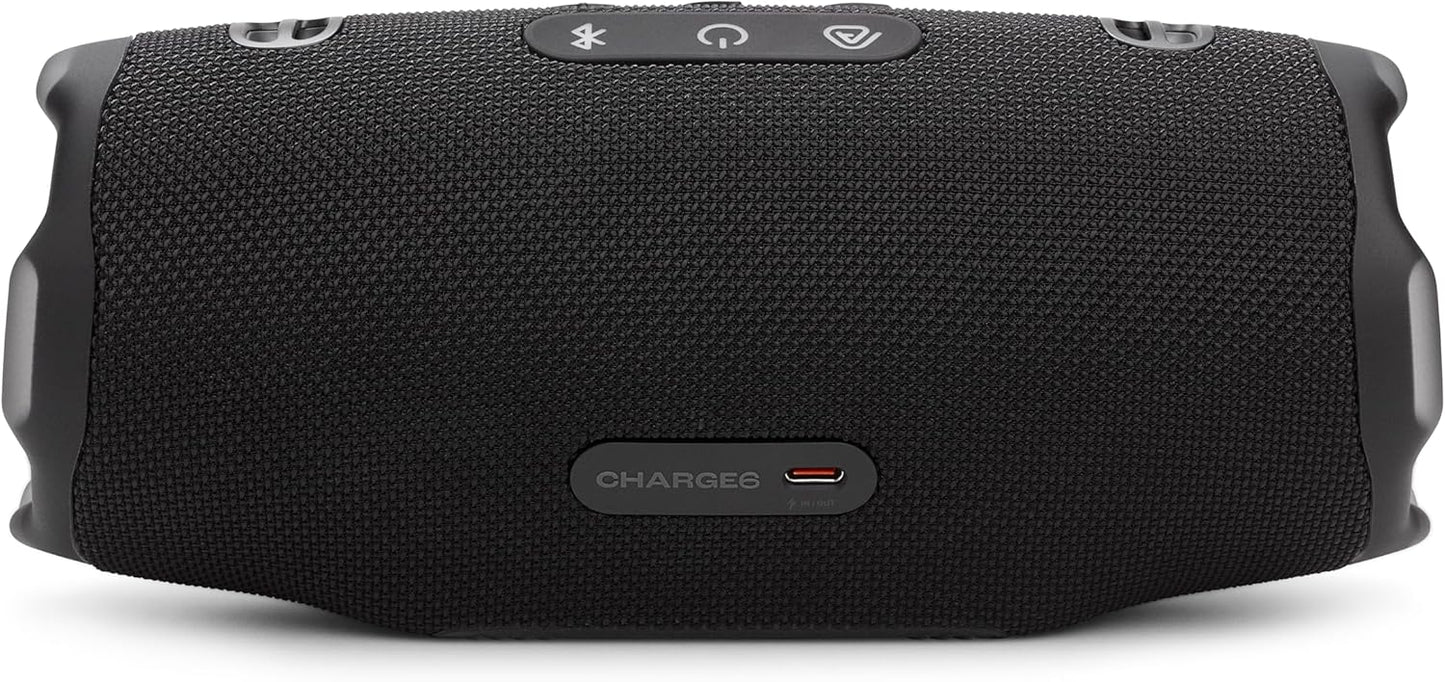 JBL Charge 6 - Portable Waterproof & Drop-Proof Bluetooth Speaker, Bold Pro Sound with AI Sound Boost, 28Hrs of Playtime, Built-in powerbank & Comes with a Sturdy/Removable Carrying Strap (Black)