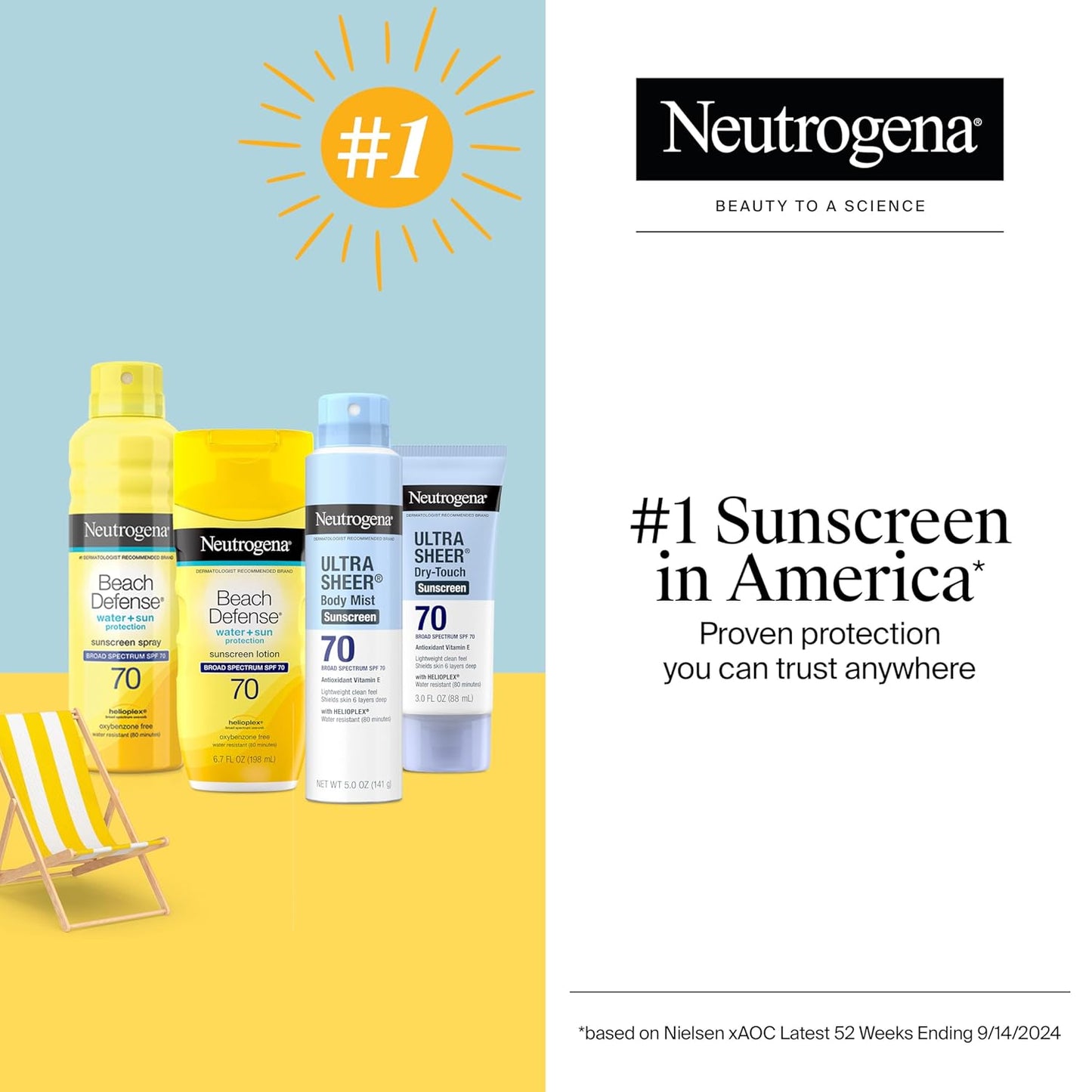 Neutrogena Ultra Sheer Dry-Touch Water Resistant and Non-Greasy Sunscreen Lotion with Broad Spectrum SPF 70, 3 Fl Oz (Pack of 1)