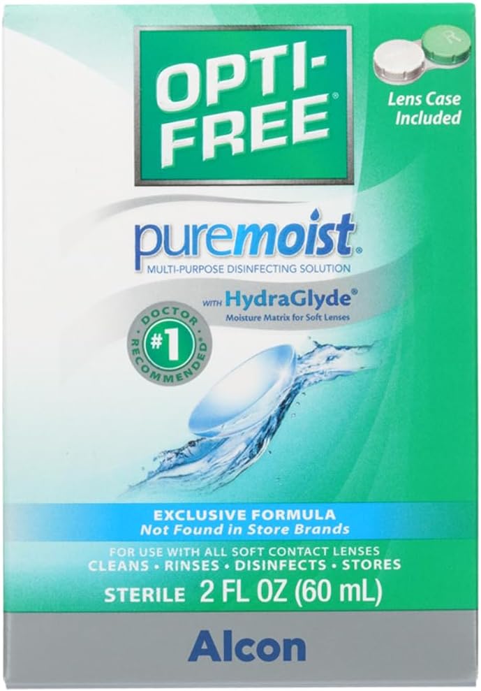 Opti-Free Puremoist Multi-Purpose Contact Lens Cleaning and Disinfecting Solution with Lens Case, 2 Fl Oz (Pack of 1)