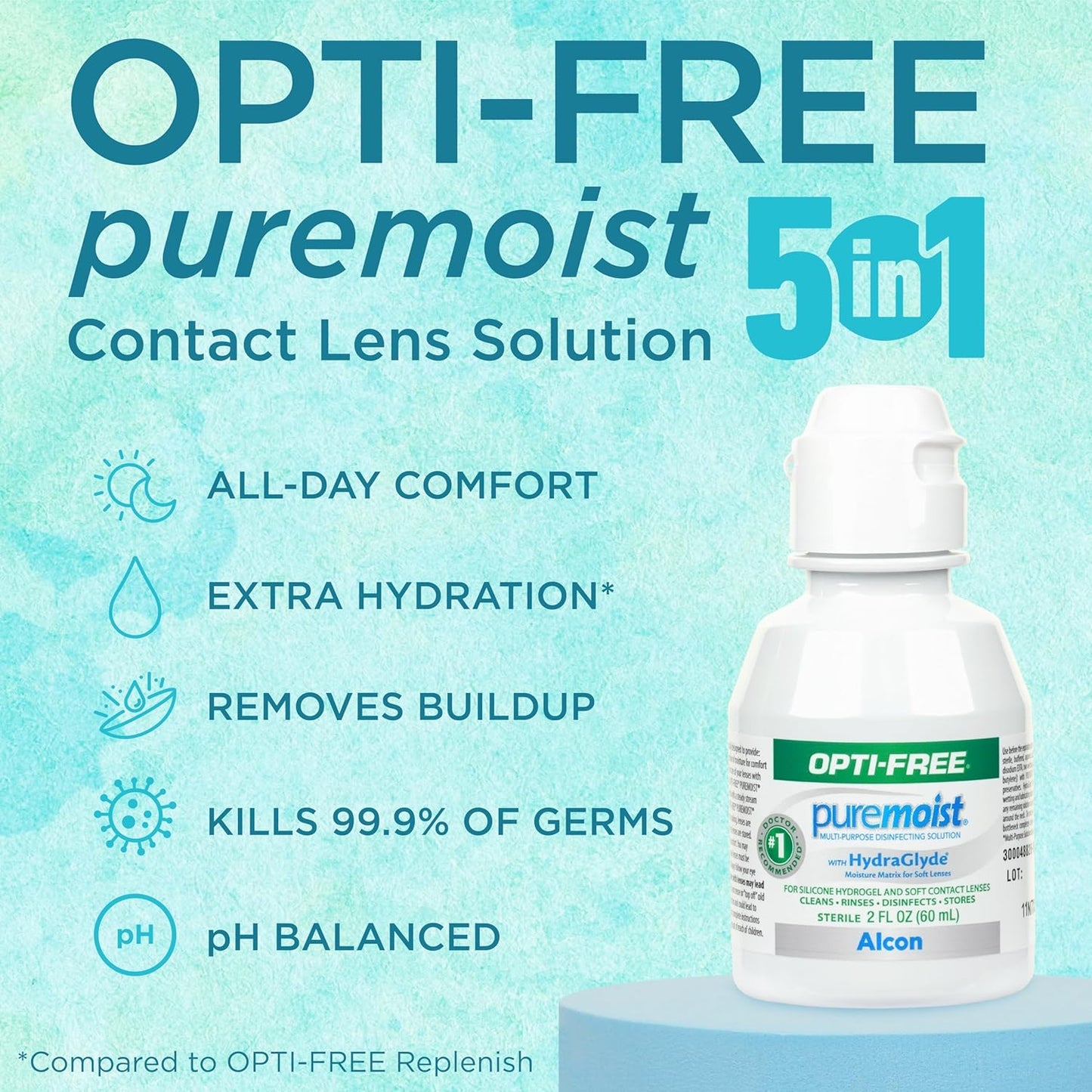 Opti-Free Puremoist Multi-Purpose Contact Lens Cleaning and Disinfecting Solution with Lens Case, 2 Fl Oz (Pack of 1)