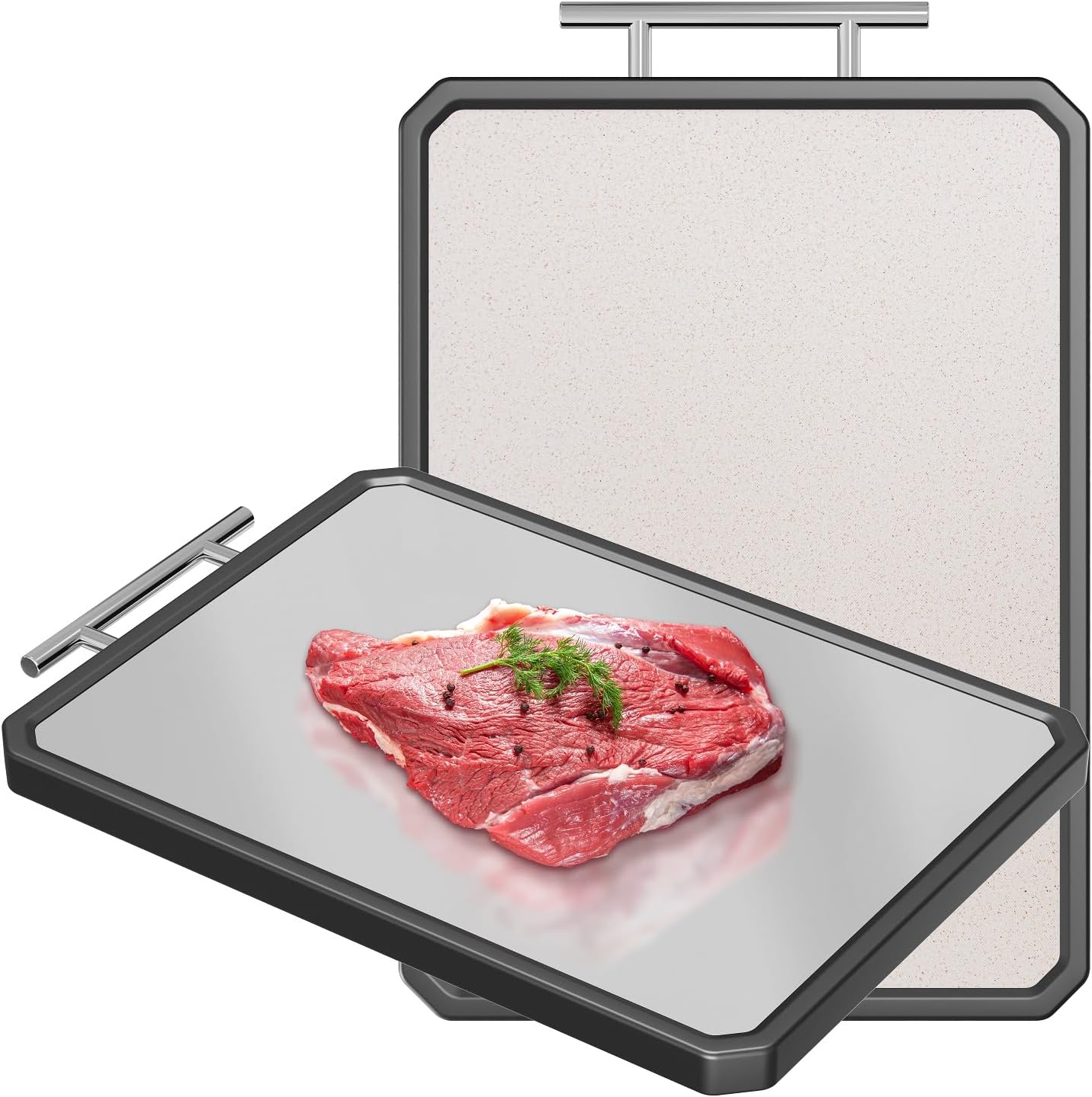 Titanium Cutting Boards for Kitchen, Large 16x11 Inch Pure Titanium and Wheat Straw PP Double Sided Chopping Board, Dishwasher Safe, Easy to Clean