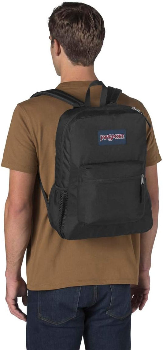 JanSport Cross Town Backpack 17" x 12.5" x 6" - Simple Bag for Everyone with 1 Main Compartment, Front Utility Pocket - Premium Class Accessories - Black - PuriLite