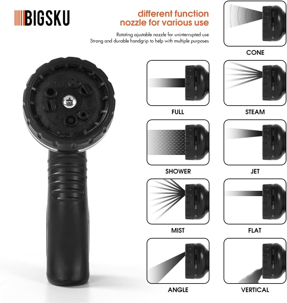 50FT Expandable lightweight Garden Hose - Flexible multifunction Outdoor Water Hose for Watering, Gardening, Cleaning, Washing - Plastic Nozzle, 8 Spray Modes - Double Latex Core with Rubber Seal, Strongest leakproof 3/4 durable Brass Connectors