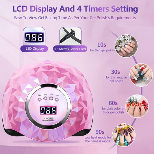 UV LED Nail Lamps, iBigLY 248W Faster Led Nail Dryer for Gel Nails Polish Curing Gel UV Led Lamp with 60 Lamp Beads, 4 Timers, Auto Sensor, Home/Salon Nail UV Light Tools for Fingernail & Toenail