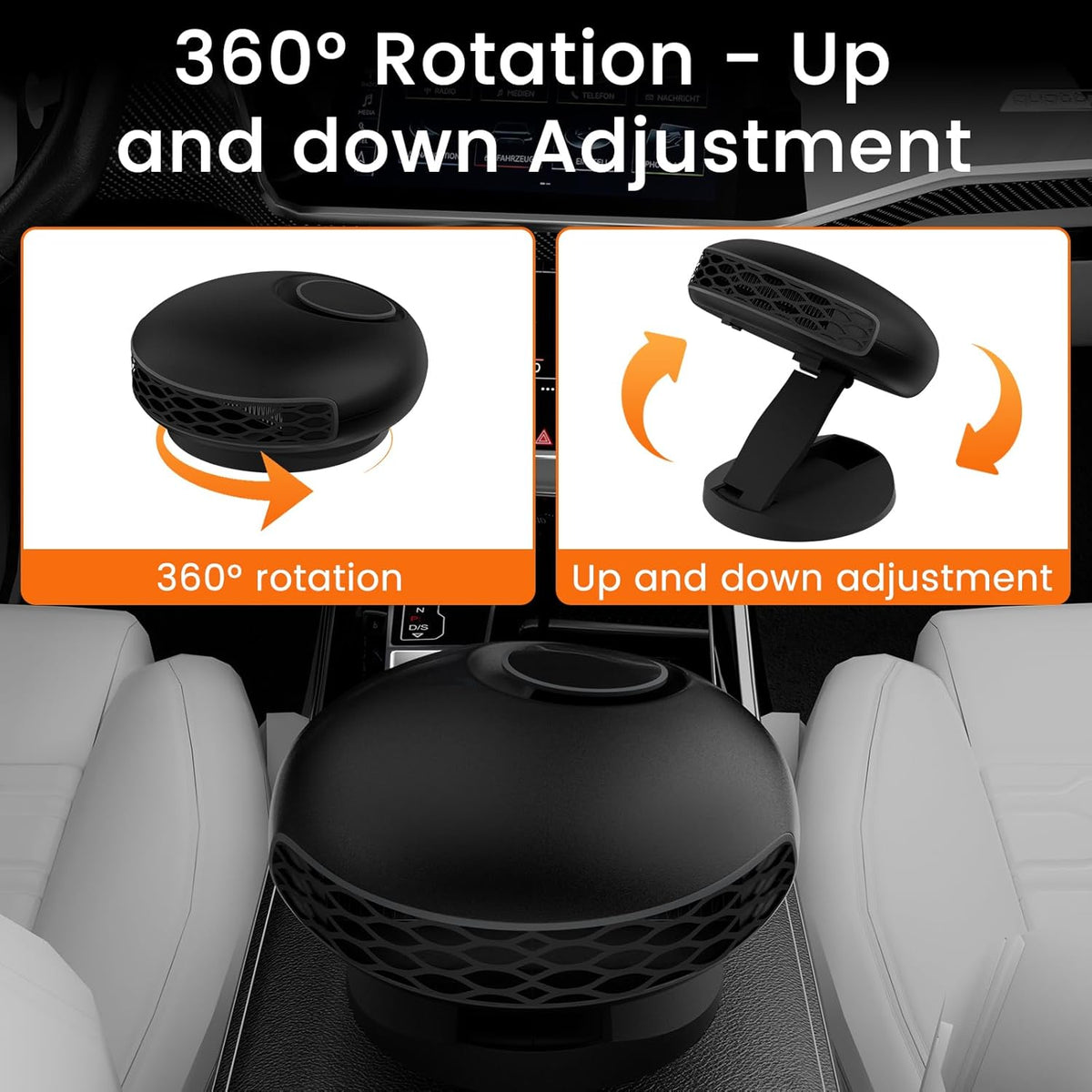 12V Car Heater – 150W Fast Heating Defroster Fan – 360° Rotatable Plug-In Heater Fan – Portable Windshield Defogger for Cars, Trucks & SUVs - PuriLite