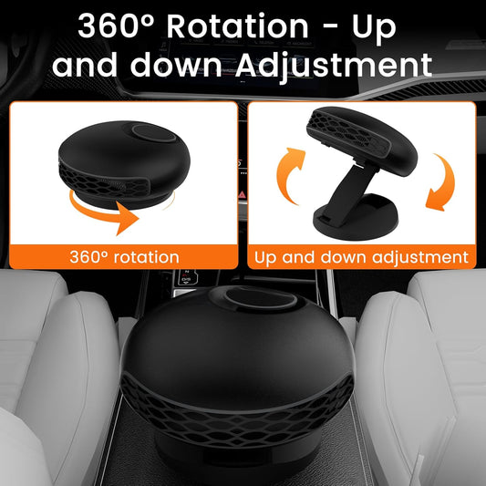 12V Car Heater – 150W Fast Heating Defroster Fan – 360° Rotatable Plug-In Heater Fan – Portable Windshield Defogger for Cars, Trucks & SUVs - PuriLite