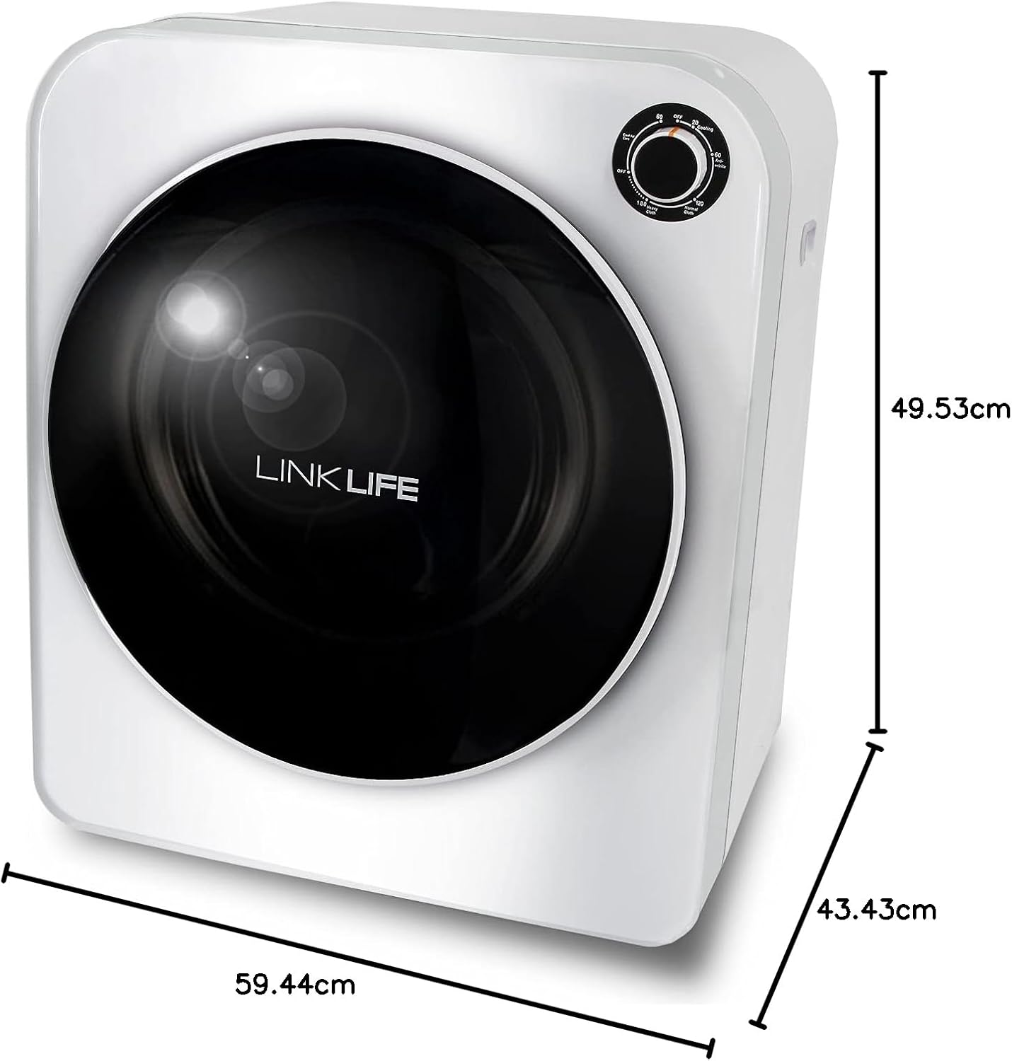 LINKLIFE Electric Portable Laundry Dryer - 11Lbs 2.6 cu.f Compact Stainless Steel Cylinder Clothes Dryer for Apartment dorms RVs