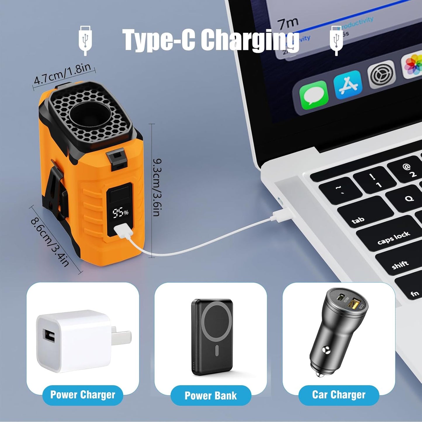 10000mAh Portable Waist Fan, Personal Fan with 5 Speeds, Clip on Wearable Belt Fan Rechargeable Battery Operated, Neck Fan Hanging, 40H Shirt Fan Cooling for Outdoor Travel Camping (Orange)