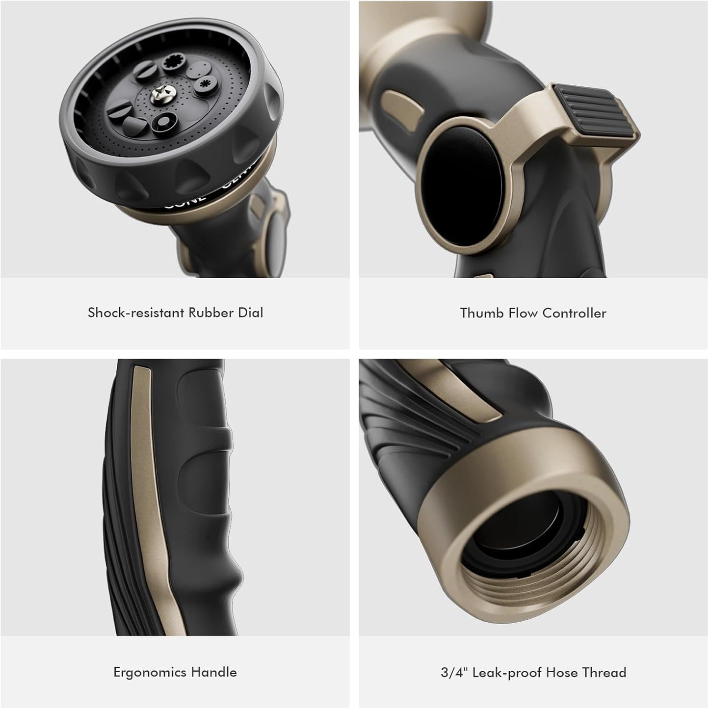 RESTMO Hose Nozzle Heavy Duty, Metal Water Hose Sprayer for Garden, 9 Spray Patterns | High Pressure | Thumb Flow Control | On/Off Valve, Ideal for Outdoor Lawn & Plant Watering, Car & Pet Washing - PuriLite