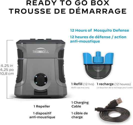 Thermacell Mosquito Repellent Rechargeable Adventure EX-Series EX90; Patio Shield with 9-Hour Battery, Includes 12-Hour Refill, Rubber Armor & Carabiner; Scent Free Bug Spray Alternative