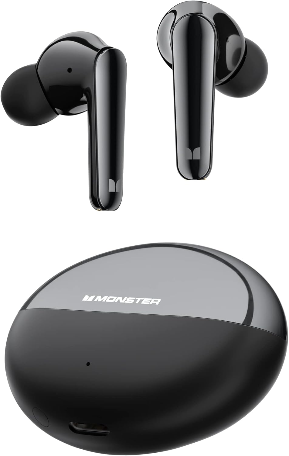 Monster N-Lite 203 AirLinks Wireless Earbuds, Bluetooth Headphones with HiFi Stereo, Wireless Earphones with HD Clear Call, 30H Playback, Touch Control, IPX6 Waterproof in-Ear Earbuds, Black