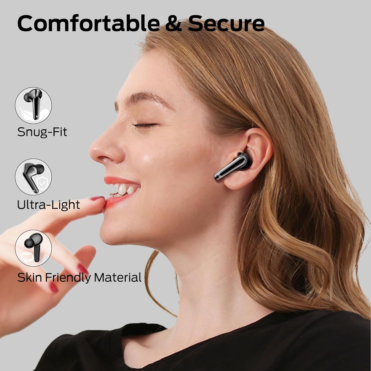 Monster N-Lite 203 AirLinks Wireless Earbuds, Bluetooth Headphones with HiFi Stereo, Wireless Earphones with HD Clear Call, 30H Playback, Touch Control, IPX6 Waterproof in-Ear Earbuds, Black