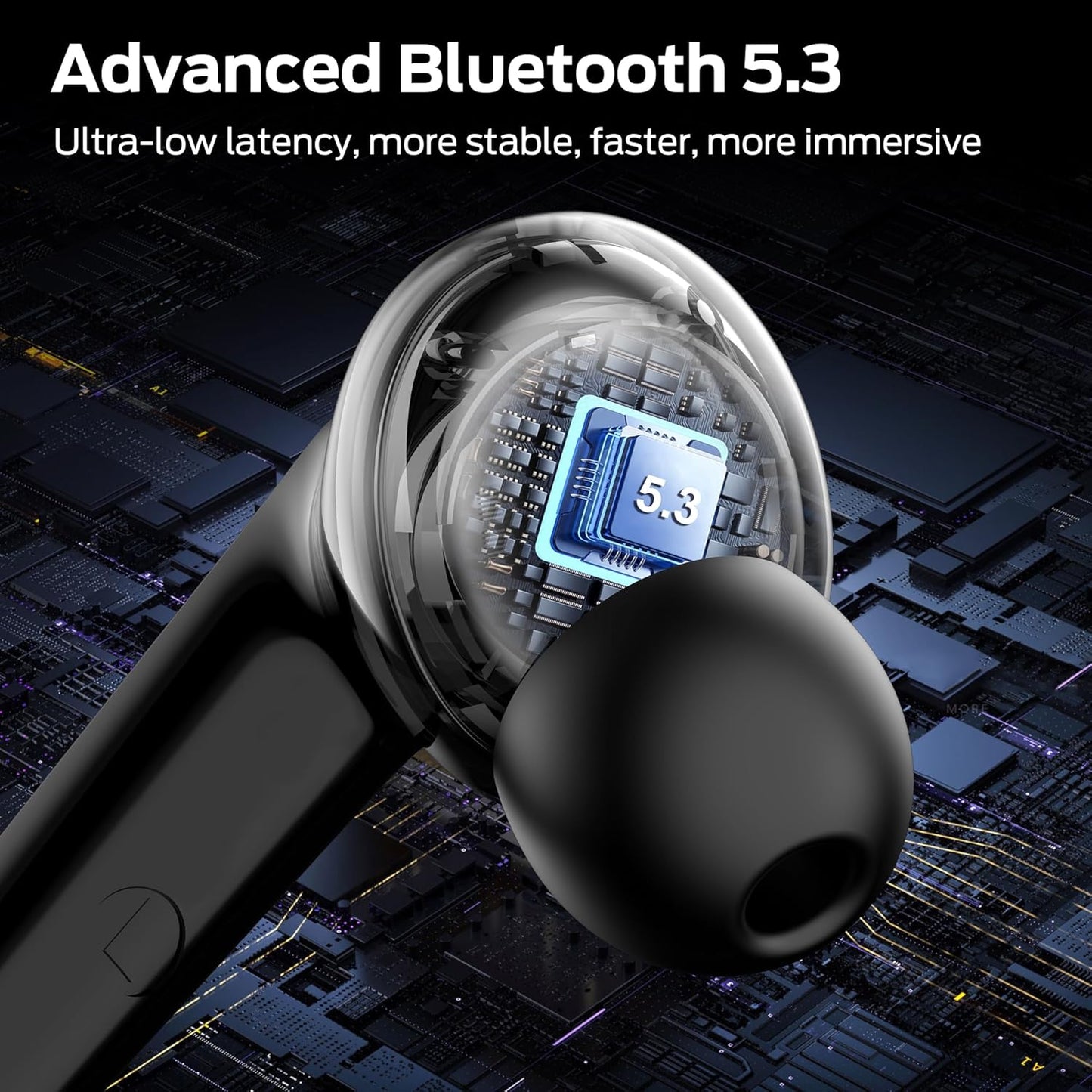 Monster N-Lite 203 AirLinks Wireless Earbuds, Bluetooth Headphones with HiFi Stereo, Wireless Earphones with HD Clear Call, 30H Playback, Touch Control, IPX6 Waterproof in-Ear Earbuds, Black