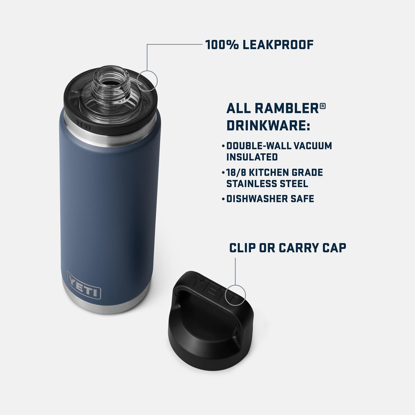 YETI Rambler 26 oz Bottle, Leakproof, Vacuum Insulated, Stainless Steel with Chug Cap, Beekeeper