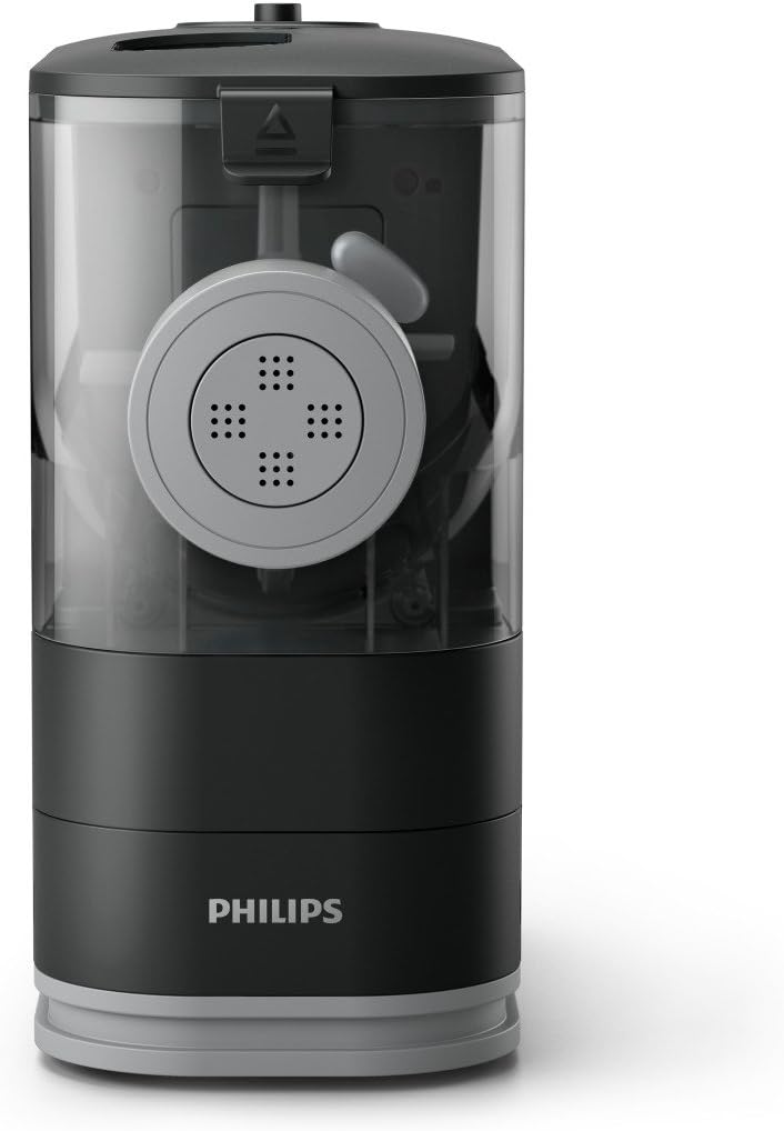 Philips Kitchen Appliances Compact Pasta and Noodle Maker, Viva Collection, Comes with 3 Default Classic Pasta Shaping Discs, Fully Automatic, Recipe Book, Small, Black (HR2371/05) - PuriLite