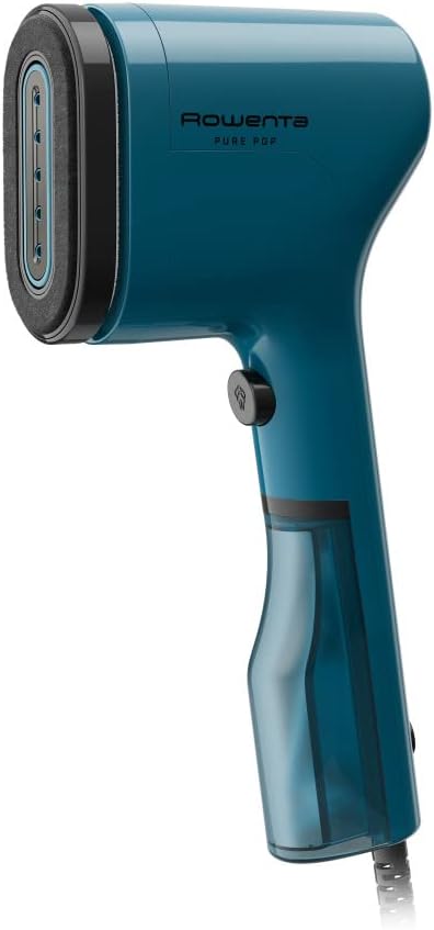Rowenta Pure Pop DR2020, Handheld Steamer for Clothes 1.5 Pounds 15 Second Heatup, 2.3 Ounce Capacity 1150 Watts, Portable, Garment Steamer, With Lint Remover, Blue, Spring cleaning