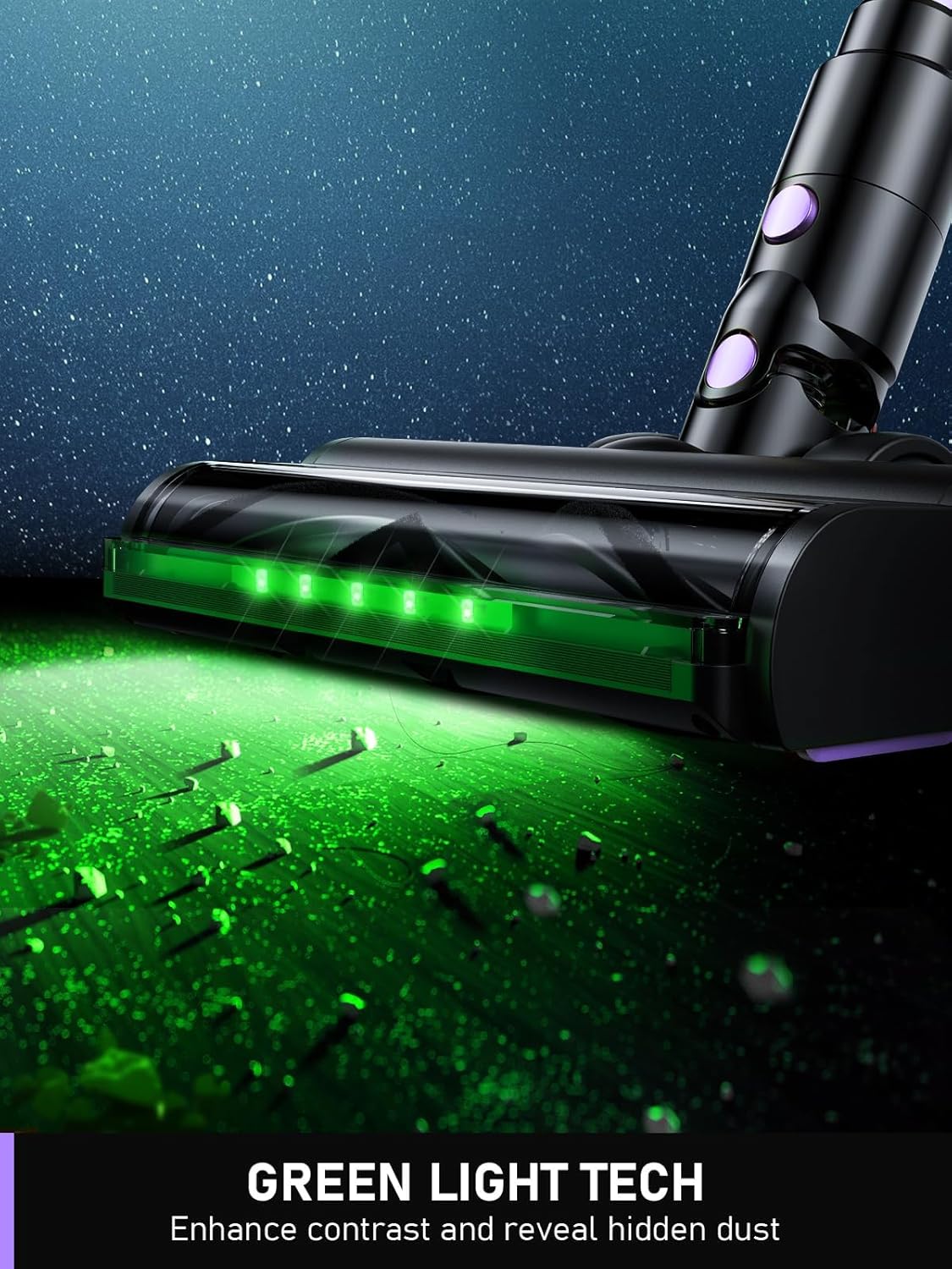 Cordless Vacuum Cleaner, 10-in-1 Vacuum Cleaners for Home, 28.75 in Hose, Rechargeable Battery Stick Vacuums, Green LED Light, Anti-Tangle,Wireless Vacuum for Carpet Tile Pet Hair