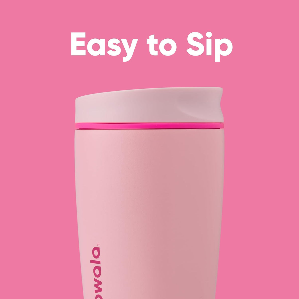 Owala SmoothSip Slider Insulated Stainless Steel Coffee Tumbler, Reusable Iced Coffee Cup, Hot Coffee Travel Mug, BPA Free 12 oz, Pucker Up - PuriLite