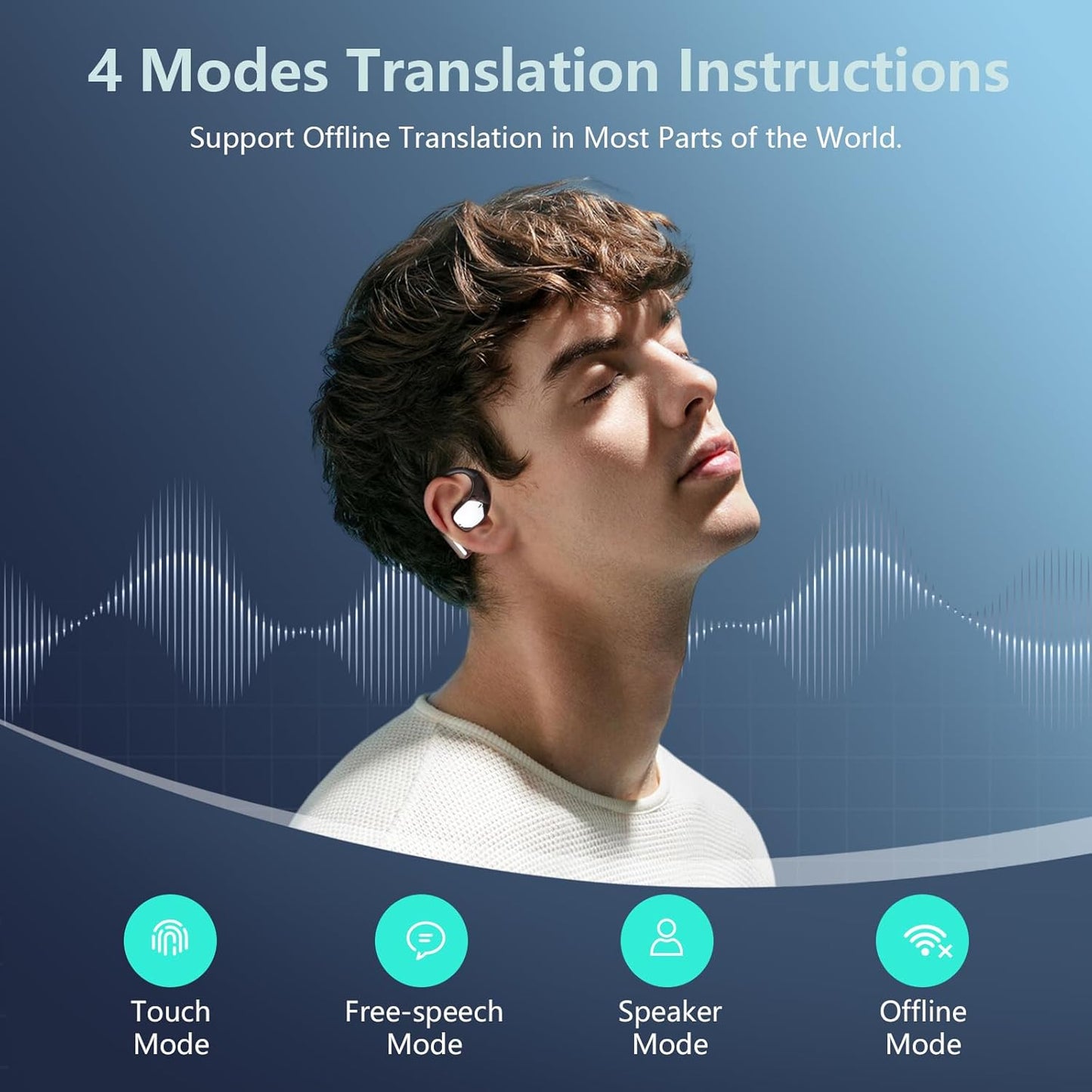 AI Language Translation Wireless Earbuds Bluetooth 5.4 Real Time Headphones,Translator for 144 Languages & Accents,LED Digital Display Charging Case,Long Battery Life, Fit iOS and Android (Deep Black)